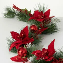 Coupon ๐ Sullivans 56" Artificial Poinsettia And Pine Garland - Red ๐