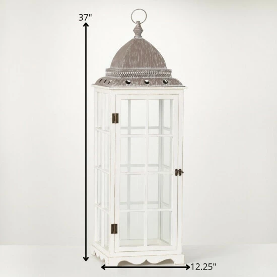 Promo 😀 Sullivans Classic White Panel Lantern - 12.25"L X 12.25"W X 37"H 🎉 6 Promo 😀 Sullivans Classic White Panel Lantern - 12.25"L X 12.25"W X 37"H 🎉 - Image 4