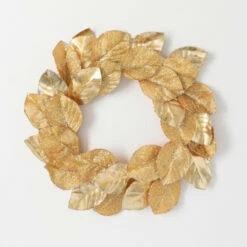 New 🔥 Sullivans 21" Artificial Gold Magnolia Leaf Wreath ⭐
