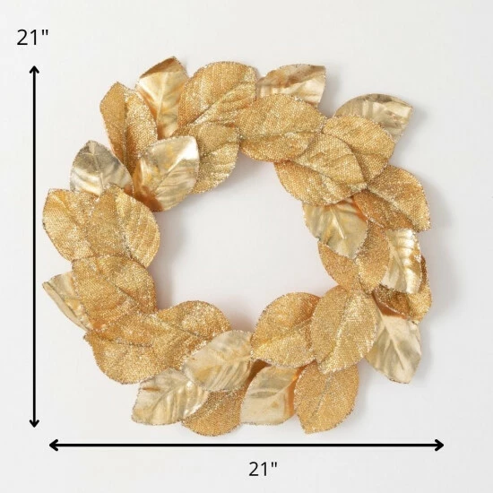 New ๐ฅ Sullivans 21" Artificial Gold Magnolia Leaf Wreath โญ 5 New ๐ฅ Sullivans 21" Artificial Gold Magnolia Leaf Wreath โญ - Image 3