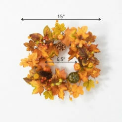 Flash Sale ⭐ Sullivans 15" Pumpkin & Berry Artificial Mini Wreath - 15"L X 5.5"W X 15"H ⭐ -Sullivans Sales unnamed file 6030