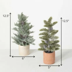 Coupon 🥰 Sullivans Potted Pine Artificial Tree - Set Of 2 - 5"L X 5"W X 12.5"H; 6"L X 6"W X 12.5"H 🧨 -Sullivans Sales unnamed file 6068