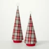 Brand new ⭐ Sullivans Fabric Plaid Cone Tree - Set Of 2 - 6"L X 6"W X 16.5"H; 6"L X 6"W X 20"H ✨ -Sullivans Sales unnamed file 6095