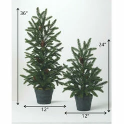 Hot Sale 🌟 Sullivans Pine With Pinecones Artificial Tree - Set Of 2 - 12"L X 12"W X 36"H; 12"L X 12"W X 24"H ✨ -Sullivans Sales unnamed file 6114