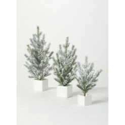Buy 🎉 Sullivans Snowy Pine Artificial Tree - Set Of 3 - 12"Lx12"Wx21.5"H; 9"Lx9"Wx18.5"H; 9"Lx9"Wx14"H 😉