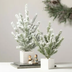 Buy 🎉 Sullivans Snowy Pine Artificial Tree - Set Of 3 - 12"Lx12"Wx21.5"H; 9"Lx9"Wx18.5"H; 9"Lx9"Wx14"H 😉 -Sullivans Sales unnamed file 6122
