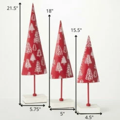 Discount 🤩 Sullivans Red Motif Cone Tree - Set Of 3 - 5.75"x3.25"x21.5"; 5"x3.25"x18"; 4.5"x3.25"x15.5" 🎁 -Sullivans Sales unnamed file 6132