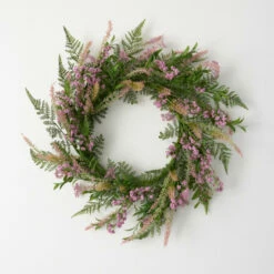 Outlet 🧨 Sullivans Artificial Leafy Blush Berry Wreath; Green 🌟