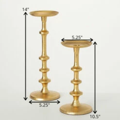 Outlet 👍 Sullivans 14 In 10.5 In Gilded Metallic Candle Holders - Set Of 2; Gold - 5.25"L X 5.25"W X 10.5"H; 5.25"L X 5.25"W X 14"H 👍 -Sullivans Sales unnamed file 622