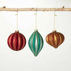 Deals ๐ Sullivans Ribbed Glass Ornament - Set Of 3 ๐ฏ
