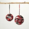Brand new 🔔 Sullivans Red-Black Knit Ball Ornaments - Set Of 2 🔔 -Sullivans Sales unnamed file 6515