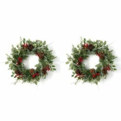 Wholesale 🔔 Sullivans 24" Artificial Pine & Berry Wreath - Set Of 2 ⌛