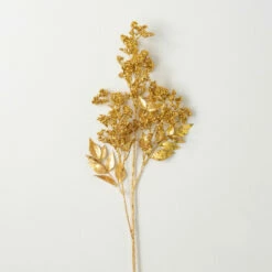 Brand new 🎁 Sullivans 32" Artificial Shiny Gold Berry Leaf Spray 🌟