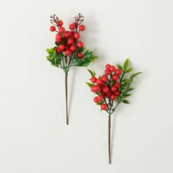 Cheap β Sullivans 10" Artificial Red Berry Stem - Set Of 2 π