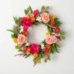 Best deal ✔️ Sullivans Artificial Vibrant Floral Wreath; Pink ⭐