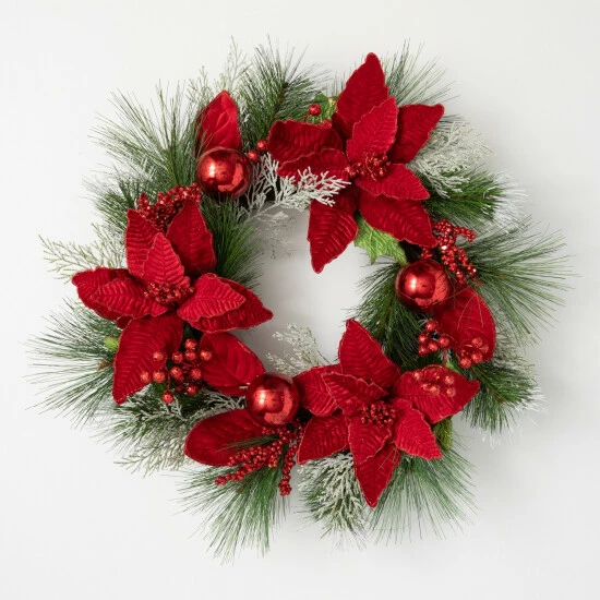 Cheapest ๐ Sullivans 24" Artificial Poinsettia And Pine Wreath ๐ 3 Cheapest ๐ Sullivans 24" Artificial Poinsettia And Pine Wreath ๐