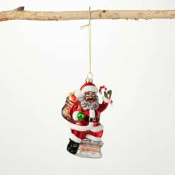 Outlet 🥰 Sullivans Black Santa Glass Ornament 🧨