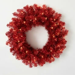 Flash Sale 🛒 Sullivans 24" Artificial Red Illuminated Tinsel Wreath ⭐