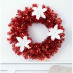 Flash Sale 🛒 Sullivans 24" Artificial Red Illuminated Tinsel Wreath ⭐ -Sullivans Sales unnamed file 7084
