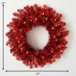 Flash Sale 🛒 Sullivans 24" Artificial Red Illuminated Tinsel Wreath ⭐ -Sullivans Sales unnamed file 7085