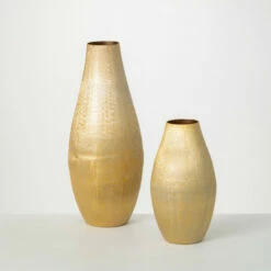 Best Sale 🔔 Sullivans Lustrous Brushed Gold Metal Vase - Set Of 2 🤩