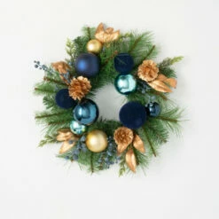 Best Sale ⌛ Sullivans 19" Artificial Ornamental Blue Pine Mini Wreath 🥰