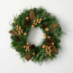 Discount ⌛ Sullivans 24" Artificial Pine, Cone & Nut Wreath 🥰