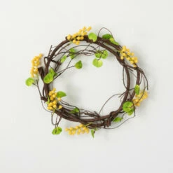 Best Sale 🤩 Sullivans Artificial 14" Yellow Berry Curly Twig Wreath 🥰