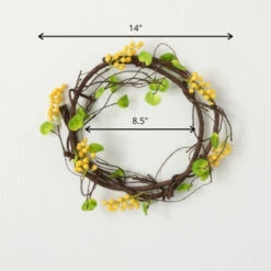 Best Sale 🤩 Sullivans Artificial 14" Yellow Berry Curly Twig Wreath 🥰 -Sullivans Sales unnamed file 7305