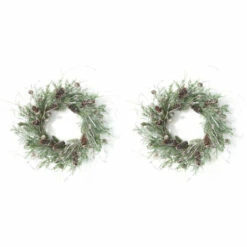 New 🎁 Sullivans 24" Artificial Cedar & Pine Wreath - Set Of 2 😍