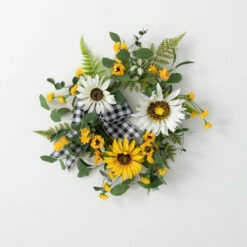 Buy 🛒 Sullivans Artificial 15" Sunflower Gingham Mini Wreath ✨