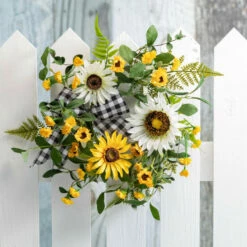 Buy 🛒 Sullivans Artificial 15" Sunflower Gingham Mini Wreath ✨ -Sullivans Sales unnamed file 7468