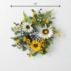 Buy 🛒 Sullivans Artificial 15" Sunflower Gingham Mini Wreath ✨ -Sullivans Sales unnamed file 7469
