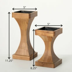 Best Pirce 👍 Sullivans 8.25 In And 11.25 In Sleek Geometric Candle Holders - Set Of 2; Brown - 5"L X 5"W X 11.25"H; 5"L X 5"W X 8.25"H ⭐ -Sullivans Sales unnamed file 7540