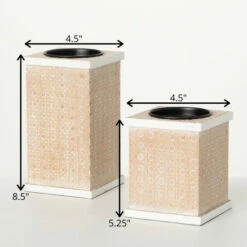 Cheapest ⌛ Sullivans 5.25 In And 8.5 In Rattan Block Pillar Holders - Set Of 2; Brown - 4.5"L X 4.5"W X 8.5"H; 4.5"L X 4.5"W X 5.25"H 😉 -Sullivans Sales unnamed file 7561