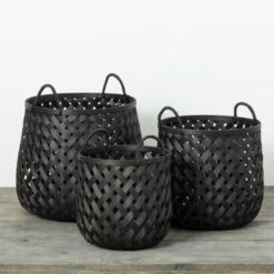 Top 10 💯 Sullivans 15 In, 15.75 In And 18.75 In Charcoal Woven Basket - Set Of 3; Black - 16.75x15.75x18.75; 14.25x14.25x15.75; 12x12x15 💯