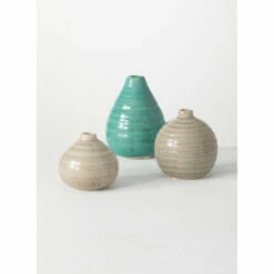 Promo 👏 Sullivans Small Ceramic Vase Set Of 3, Various Sizes, Gray And Blue 🥰