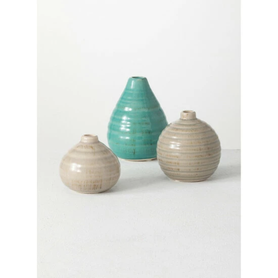 Promo 👏 Sullivans Small Ceramic Vase Set Of 3, Various Sizes, Gray And Blue 🥰 3 Promo 👏 Sullivans Small Ceramic Vase Set Of 3, Various Sizes, Gray And Blue 🥰