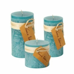 Coupon 🌟 Sullivans Sea Glass Timber Pillar Candles Kit - Set Of 3 ✔️