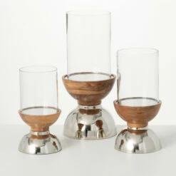 Best Sale 🌟 Sullivans Silver-Based Wood Pillar Candle Holder - Set Of 3 ✨