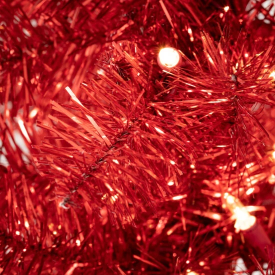 Cheap 🤩 Sullivans 6'9" Artificial Red Illuminated Tinsel ❄ Christmas Tree - 29"L X 29"W X 81"H 🤩 4 Cheap 🤩 Sullivans 6'9" Artificial Red Illuminated Tinsel ❄ Christmas Tree - 29"L X 29"W X 81"H 🤩 - Image 2