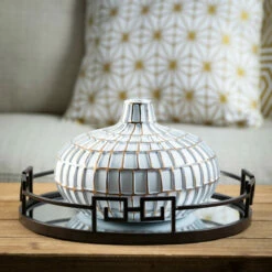 New ✔️ Sullivans Gold Brushed Mod Pattern Vase 🎁 -Sullivans Sales unnamed file 901