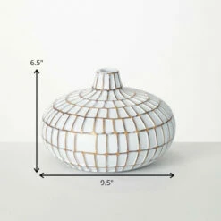 New ✔️ Sullivans Gold Brushed Mod Pattern Vase 🎁 -Sullivans Sales unnamed file 902