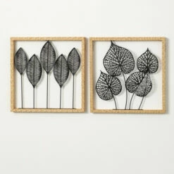 Budget ⭐ Sullivans Metal Leaf Silhouette Panels - Set Of 2 ⭐