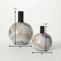 New ✔️ Sullivans Marbleized Deco Metal Vase - Set Of 2 👏 -Sullivans Sales unnamed file 970